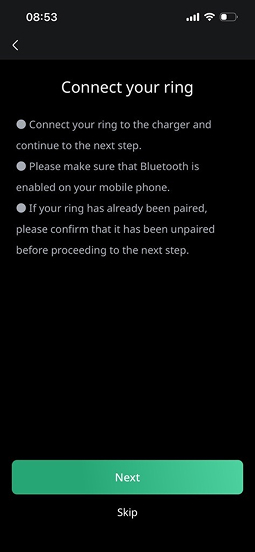 Dr.AI Ring app device connection screen